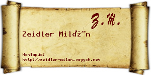 Zeidler Milán névjegykártya